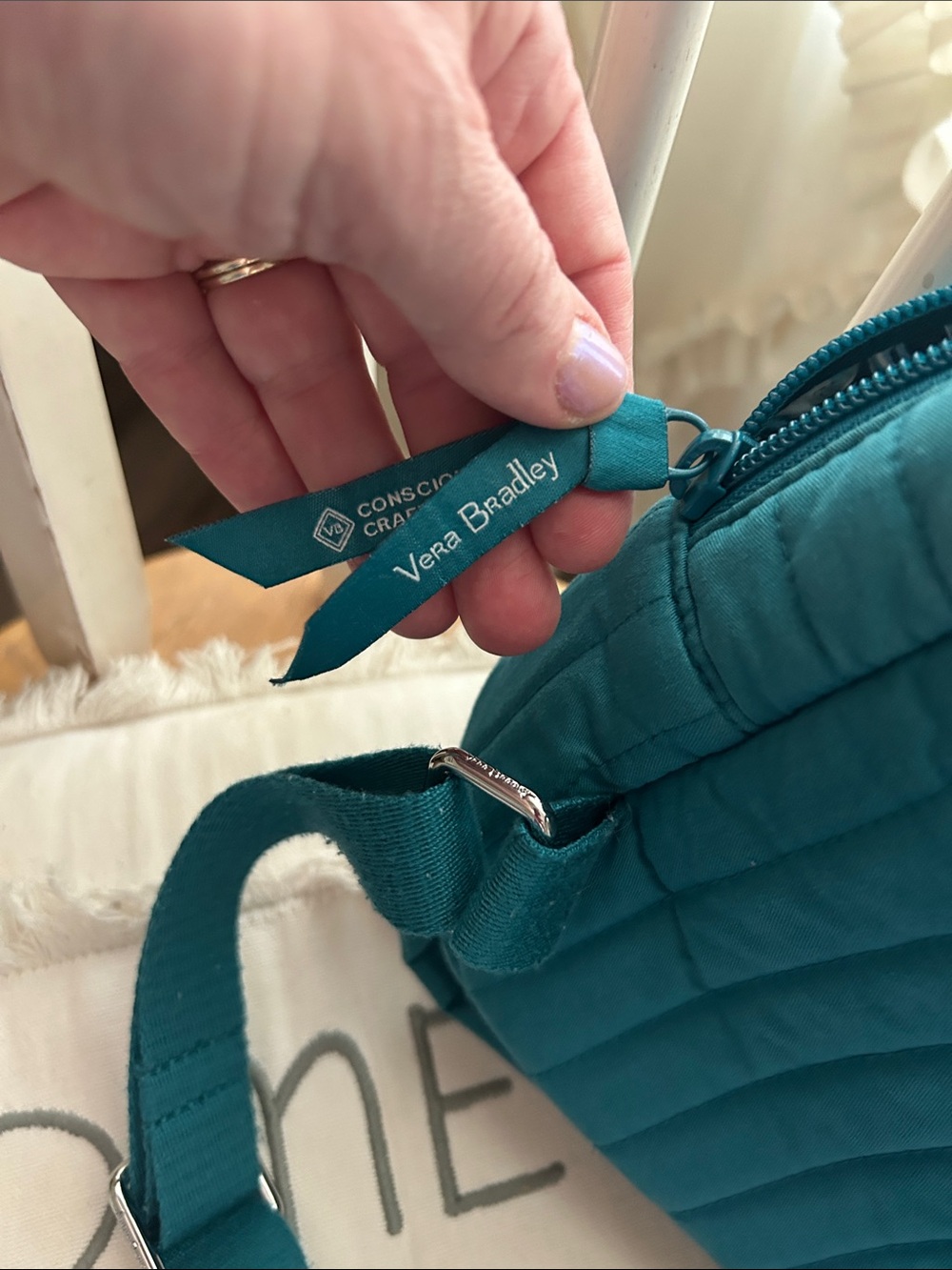Teal Vera Bradley Quilted Mini Backpack - Picture 4 of 6